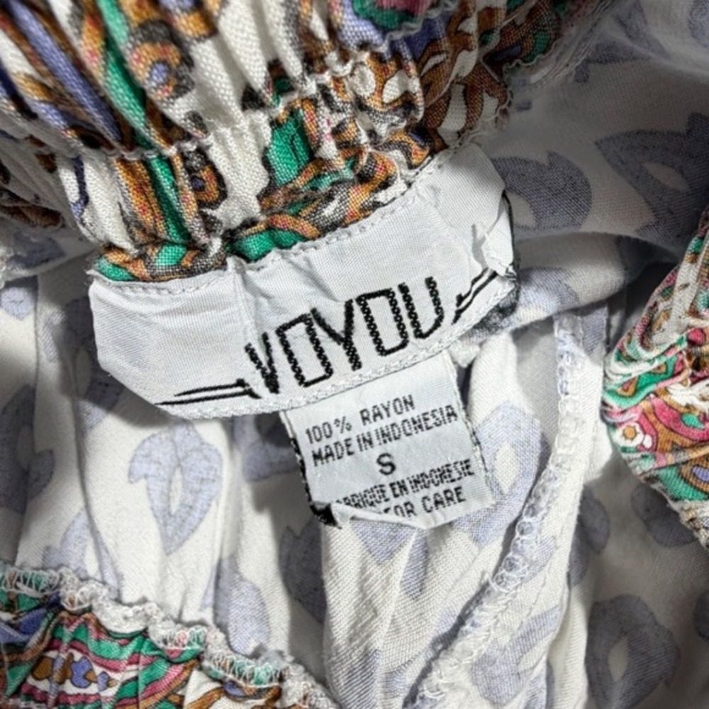 Voyou‎ Rayon Mixed Print Pajama Lounge Pants Blue White Paisley Boho Small - Picture 6 of 6